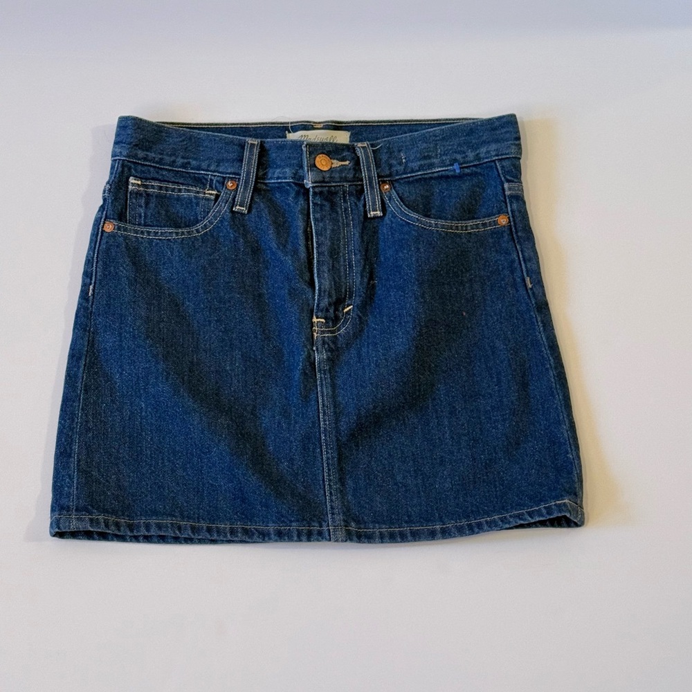 Madewell Rigid Denim Straight mini skirt Sz 25